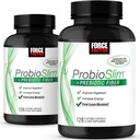 Facteur de force ProbioSlim + fibre prébiotique, booster de métabolisme pour les femmes et les hommes, soutien de la santé digestive, extrait de thé vert et fibre de musc de psyllium, 120 comte (paquet de 2)