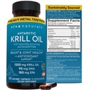 Viva Naturals Antarctic Krill Oil Omega 3 Supplements 1250 mg - DHA EPA Omega-3 & Astaxanthin Konzentration für die gemeinsame Gesundheit, No Fish Burp - 60 Krill Oil Kapseln