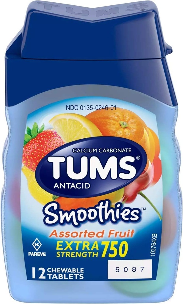 Tums Smoothies Antecido Calcium Supplemento, 12 ct