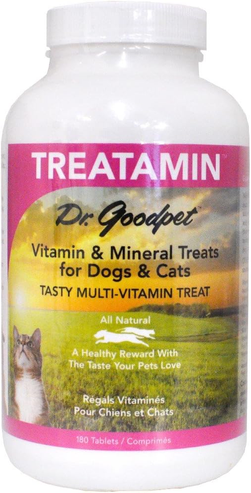 Dr. Goodpet Treatamin - Delizioso Tutto Naturale Salute Vitamina / Trattamenti energetici per cani e gatti con Goats Latte Whey- 180 schede