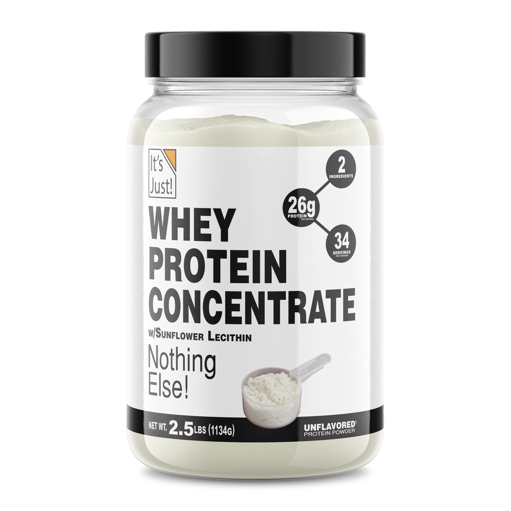 E' solo! - 100% Whey Protein Concentrate, Made in USA, Premium WPC-80, Nessun aroma o dolcificanti artificiali (2,5 Pound, non aromatizzati)