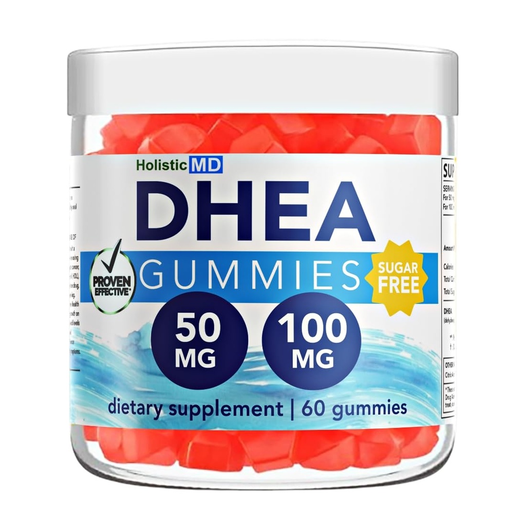 dhea 100mg 50mg dhea Supplemento per le donne | dhea Supplemento per gli uomini | Studi clinici ad alto assorbimento | Zucchero Vegan Strawberry Gummies 60 giorni di alimentazione