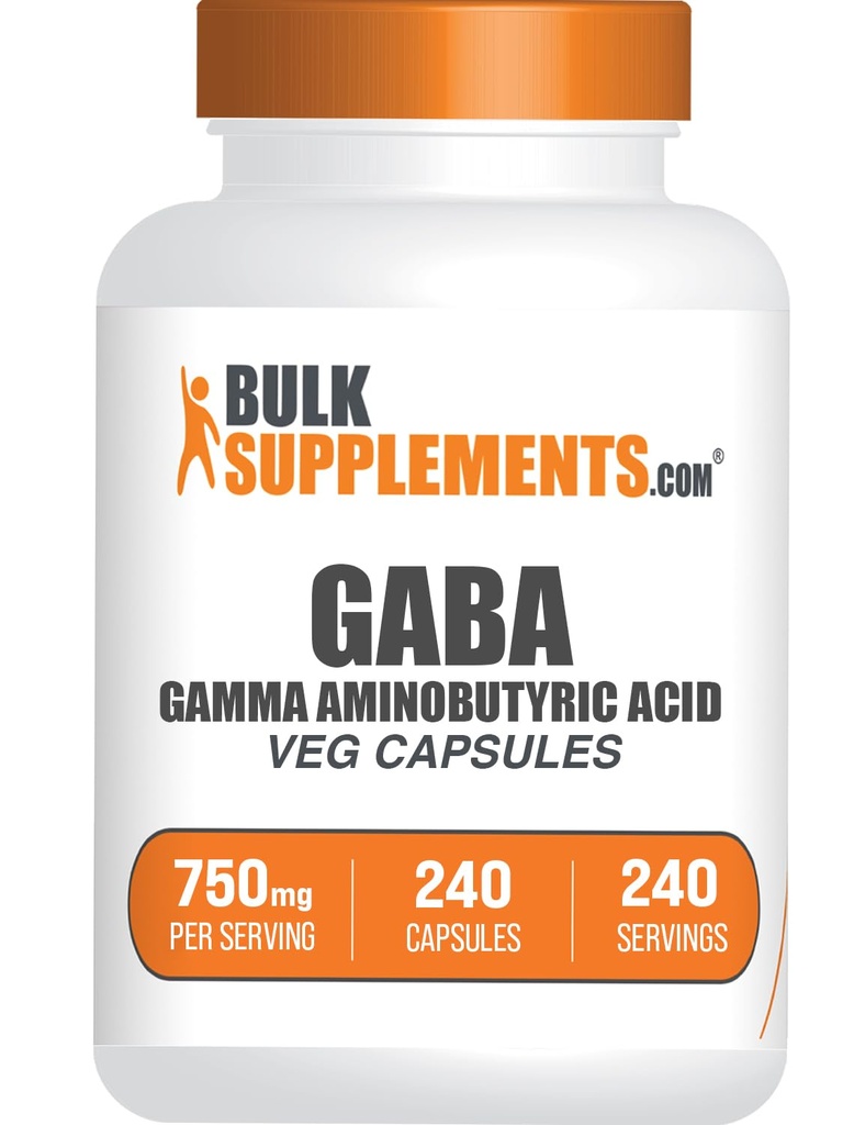 BulkSupplements.com Gamma Aminobuttersäure Kapseln - GABA Supplement, GABA 750mg - Vegan & Glutenfrei, 1 Kapsel pro Servierung, 240 Zähler (Pack von 1)