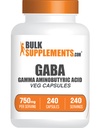 BulkSupplements.com Gamma Aminobuttersäure Kapseln - GABA Supplement, GABA 750mg - Vegan & Glutenfrei, 1 Kapsel pro Servierung, 240 Zähler (Pack von 1)