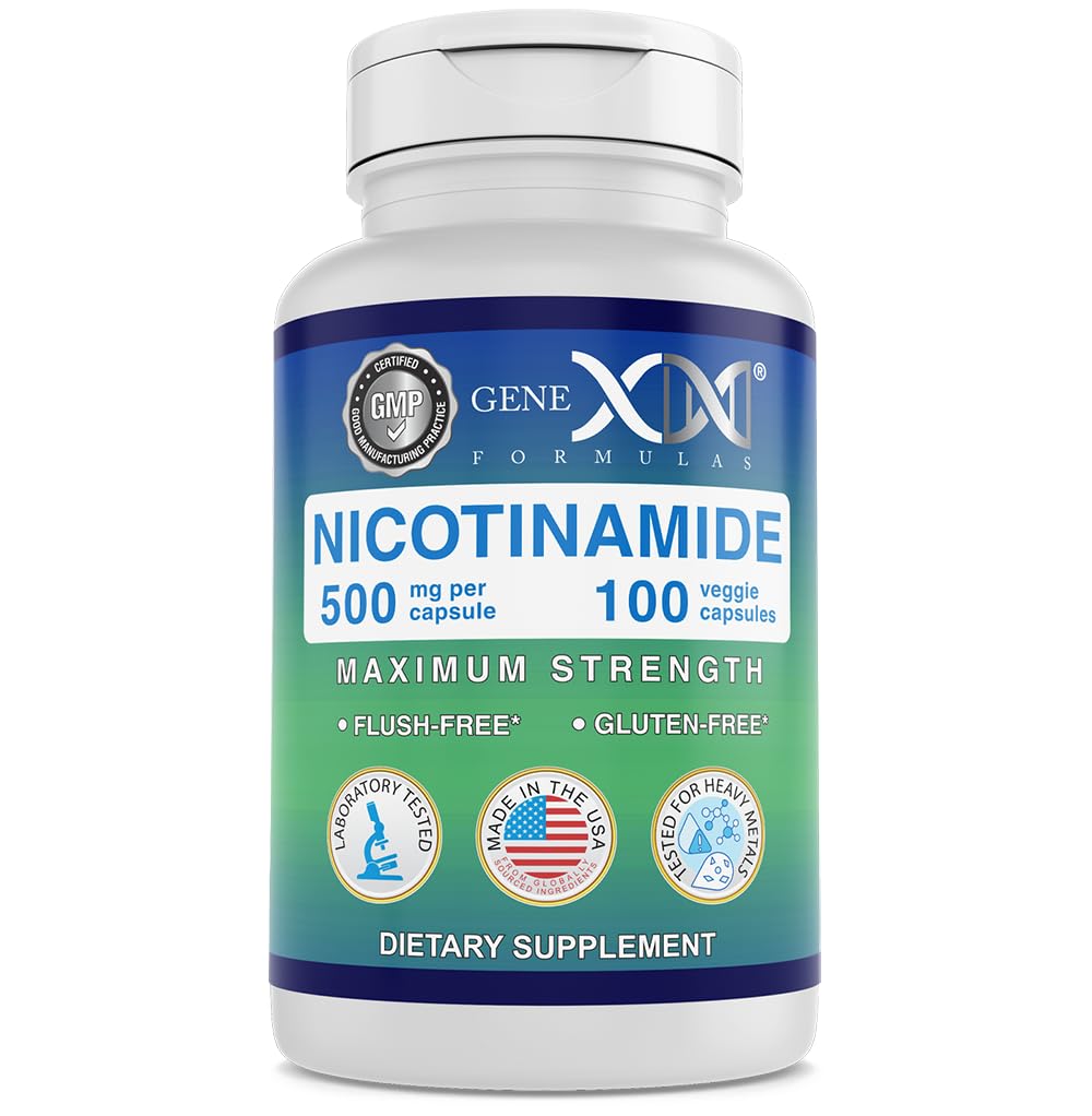 Genex Formeln - Nicotinamid 500mg Vitamin B3 Flush Free Niacin Kapseln für gesunde Haut - Niacinamid Ergänzung Pillen Helfen Sie Keratin und unterstützen Hautzellen Gesundheit & Energie - (100 Kapseln)
