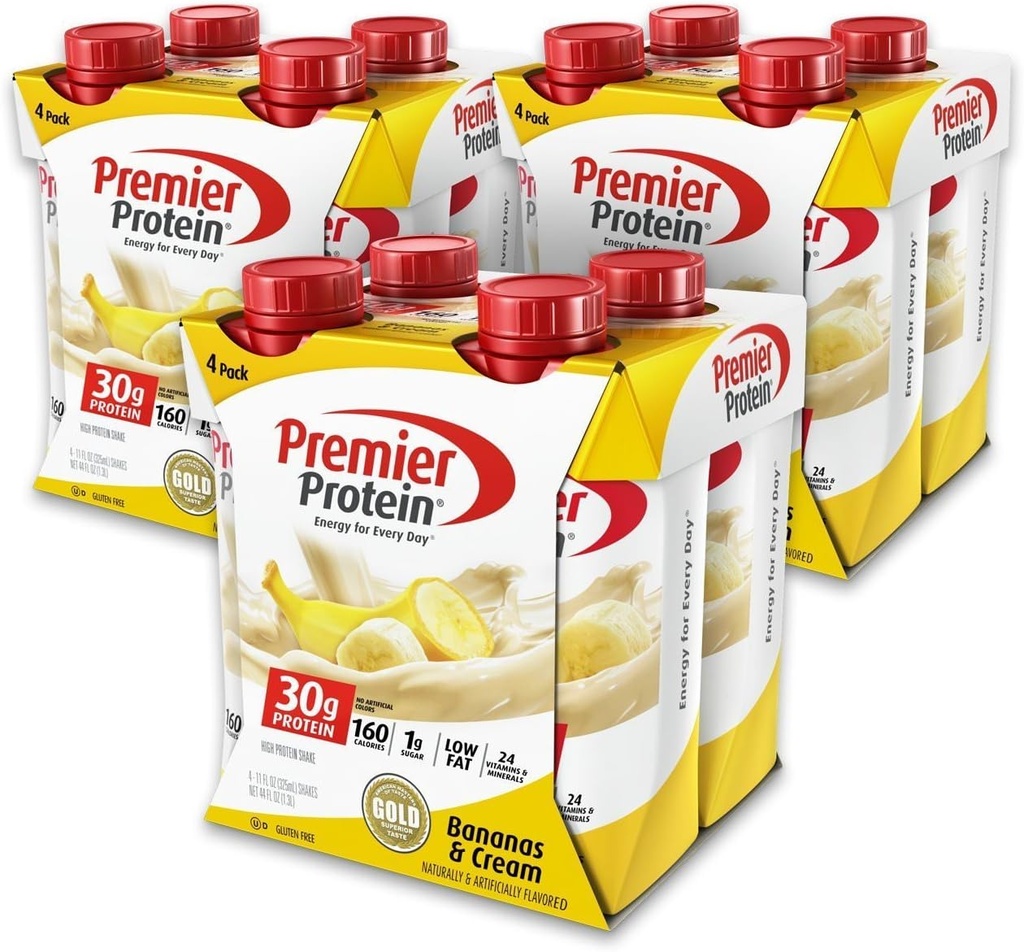 Premier Protein iiEjNj 30g Protein Shake, 11 fl oz Bottiglia, Banana 12 Conte (2 Confezione)