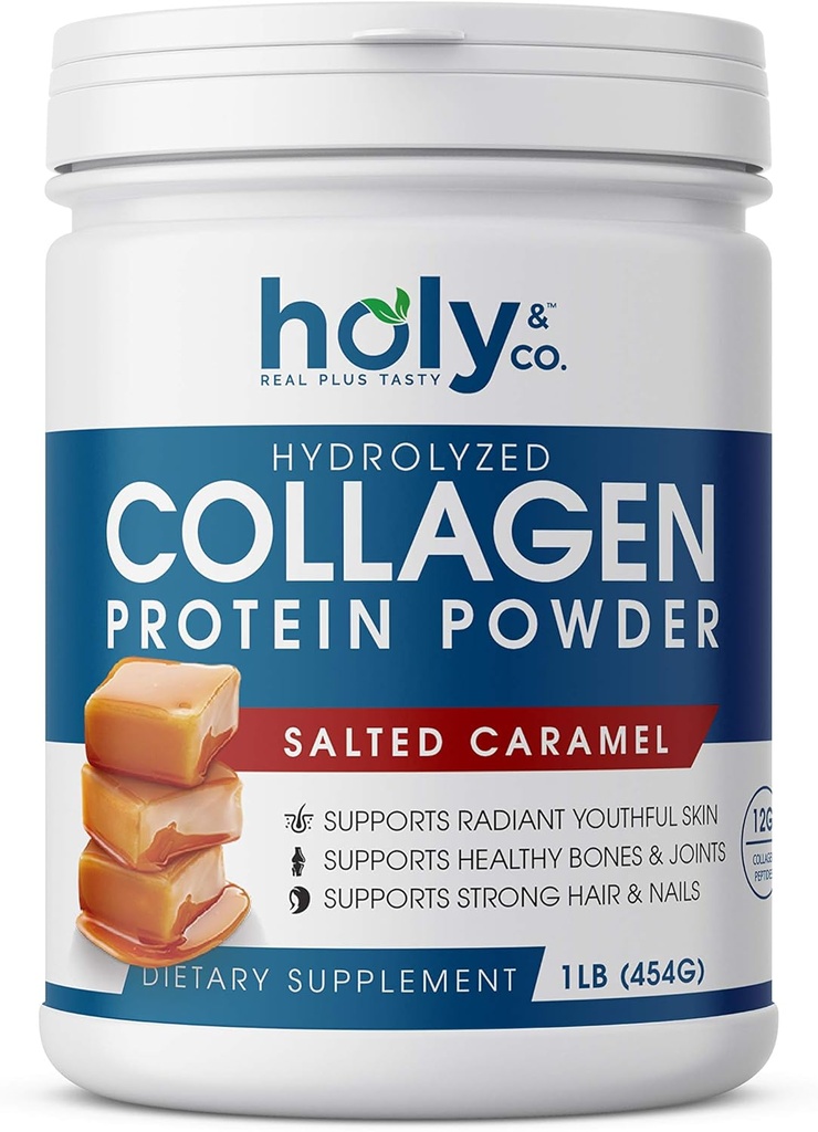 Heiliges und Co. Collagen Peptides Proteinpulver für Männer und Frauen - Non-GMO, Keto/Paleo Friendly, Kosher & Glutenfrei - Gesalzenes Caramel 16oz (1LB)
