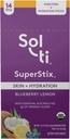 Sol-ti Organic Electrolyte Skin + Hydration Drink Mix, Superfood Hydration Sticks, SuperStix, Non-GMO, Vegan, Blueberry Lemon, 14 Sticks Single-Serving