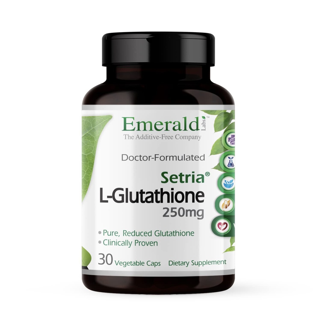 EMERALD LABS Setria L-Glutathione - Potente Integratore Glutathione - Offre supporto per fegato e immunità* - Gluten-Free - 30 Capsule Vegetali