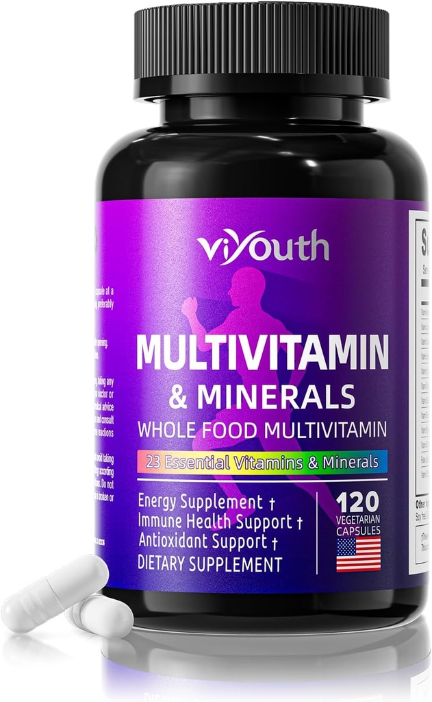 Multivitamina per le donne e l'uomo, servendo 13 vitamine essenziali, 9 minerali, Ashwagandha e Choline, aiutando a rafforzare l'immunità, mantenere la vitalità e migliorare la salute della pelle, 120 capsule