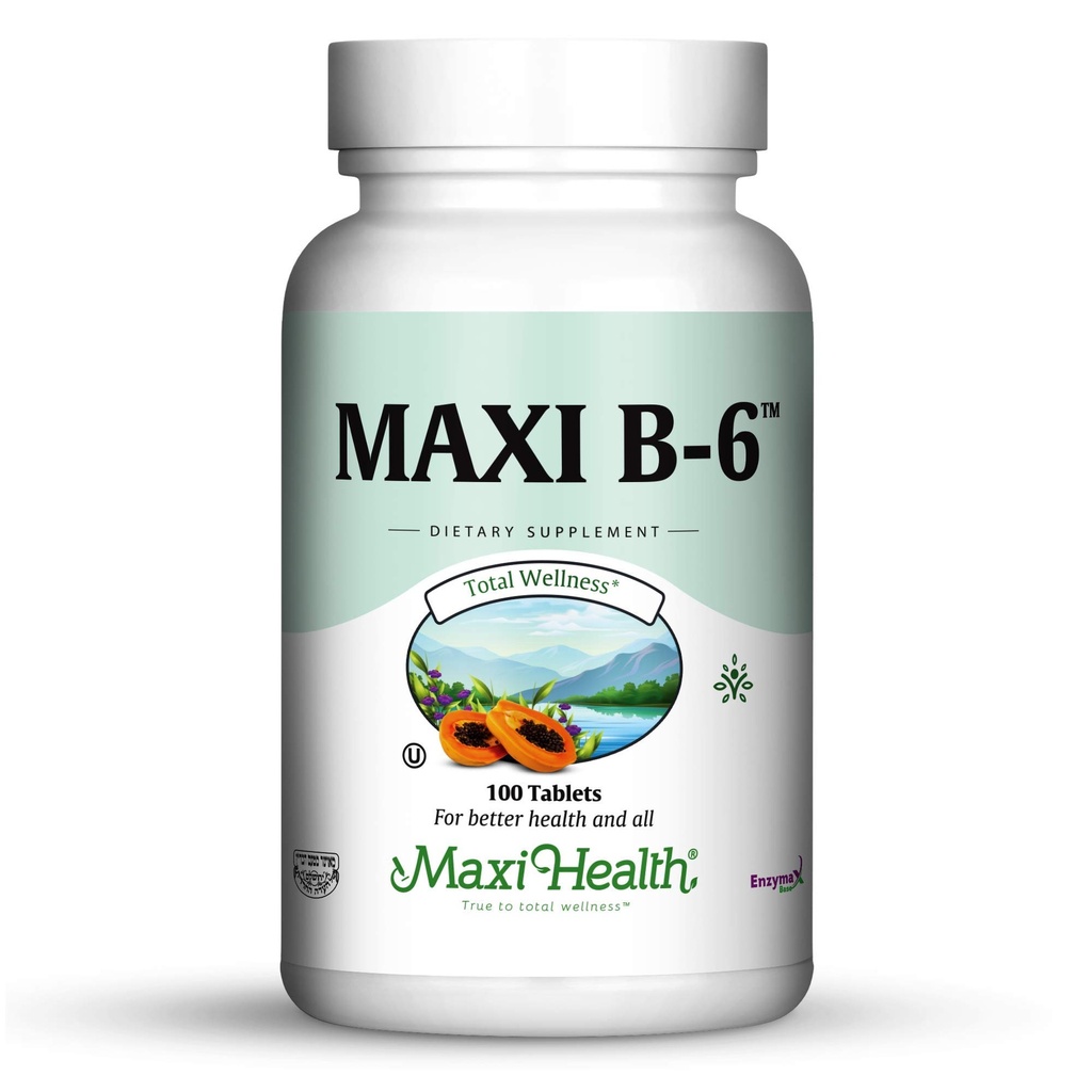 Maxi Health B-6 - Vitamin B6-100 mg Herz-Kreislauf-Gesundheit - 100 Tabletten - Kosher (100 Zähler, Packung von 2)