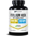 Healthfare Psyllium Husk Fibre 1500mg , 240 Capsules Vegan , Supplément de fibre extra-fort , soutient la santé digestive , non-OGM , sans gluten , Fabriqué aux États-Unis