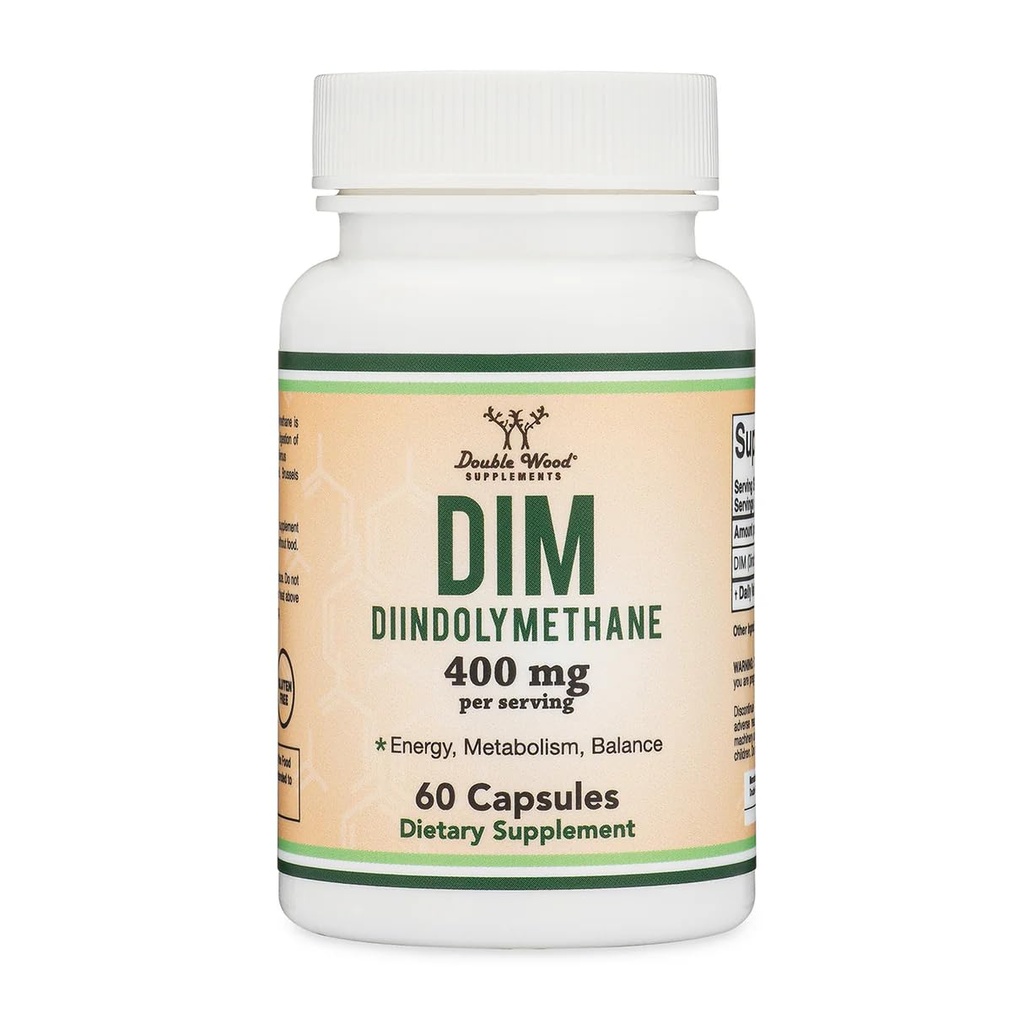 DIM-Ergänzung für Frauen und Männer (Diindolylmethan Estrogen Blocking Supplement, Hormonelle Akne Behandlung, Hormon Balance für Frauen) 400mg Servierungen, 200mg pro Kapsel, 60 Kapseln von Double Wood