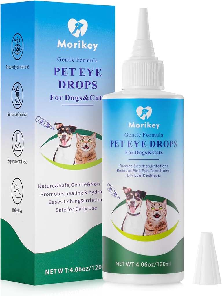 Pet Eye Drops,Gentle&Safe Hundeaugentropfen für Infektion,Glaube Augen Juckreiz & Irritation,Entfernen Tear Stains,Safe für alle Tiere, 4.06oz,120ml