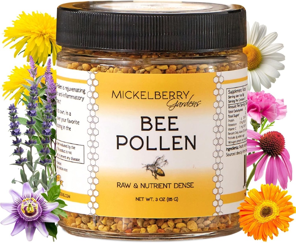 Mickelberry Gardens Bee Pollen Granules – 100% Raw, Pure Superfood verpackt mit Protein, Vitaminen, Mineralien & Antioxidantien – 3 Oz
