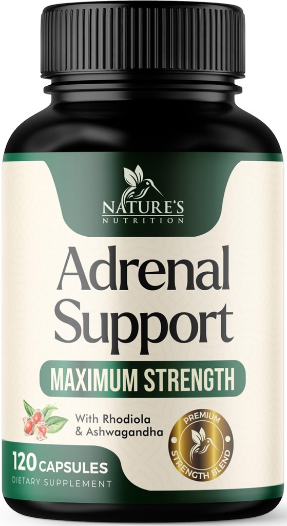 Nature's Nutrition Adrenal Support Supplements Cortex Complex, Best Energy Supplement, Supports Health & Energy Levels, Daily Ashwagandha for Women & Men, Supports Immune System, 120 Capsules