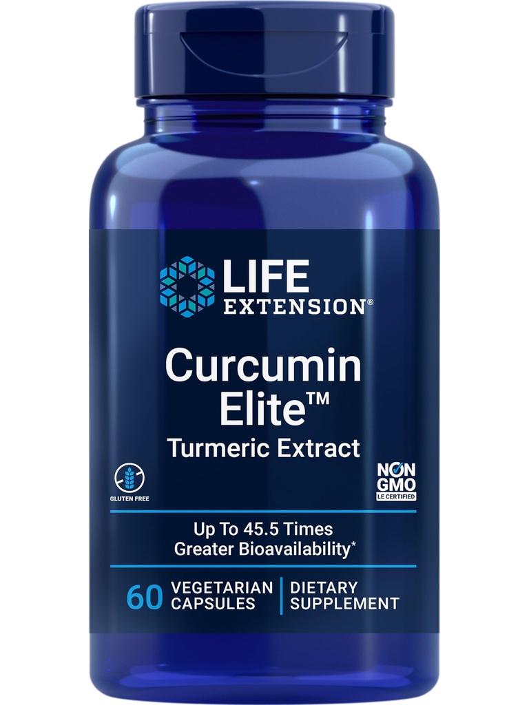 Prolongation de la durée de vie Curcumin Elite Turmeric Extract, 60 Compte