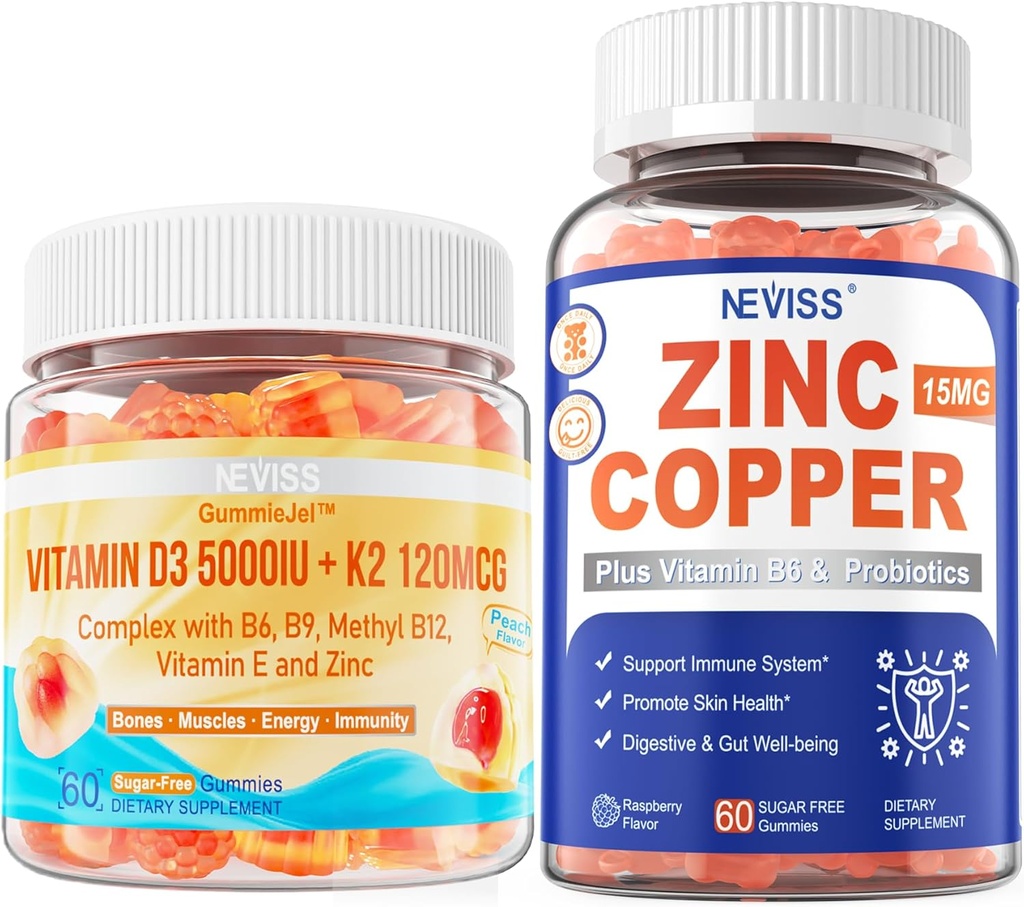Vitamin D3 5000IU + K2 (MK-7) 120mcg+ Zink-Kupfergummis
