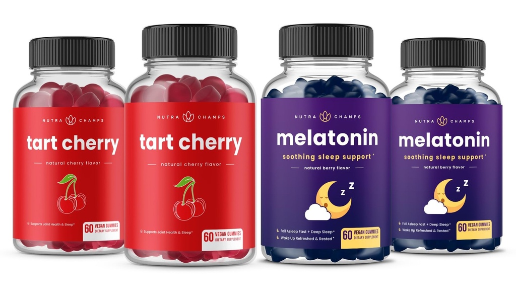NutraChamps Tart Cherry (2 Pack) & Melatonin (2 Pack) per il supporto muscolare e sonno