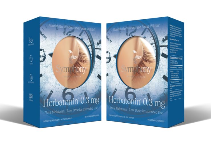 Herbatonin® 0,3 mg – Le premier supplément de mélatonine naturelle à base de plantes (Phyto-Melatonin) – Aide au sommeil à faible dose, soutient le rythme circadien et la santé cellulaire – 180 capsules (180 jours d'approvisionnement)