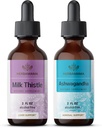 HERBAMA Kräuter-Flüssigtropfen-Kit - Bundle of Milk Thistle Extract & Ashwagandha Root Tincture 2 fl oz - Vegan, Non-GMO, Zucker & Alkoholfrei - 2 Pack