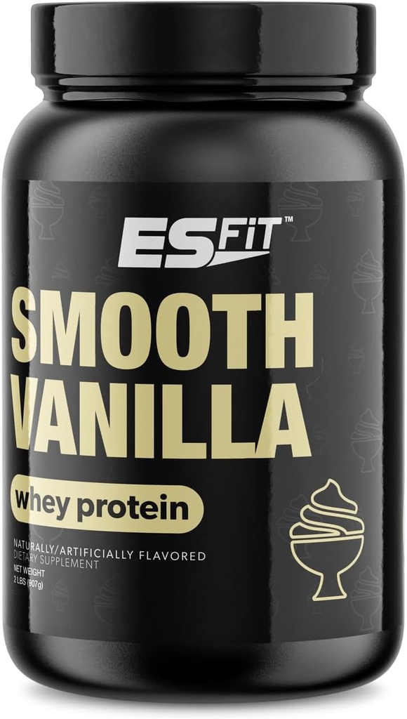 Whey Protein Powder- Post Workout Whey Protein Isolate per il recupero del muscolo, Non OGM, Gusto Superiore, BCAA, Testato e Certificato, Vaniglia liscia, 2 Pounds