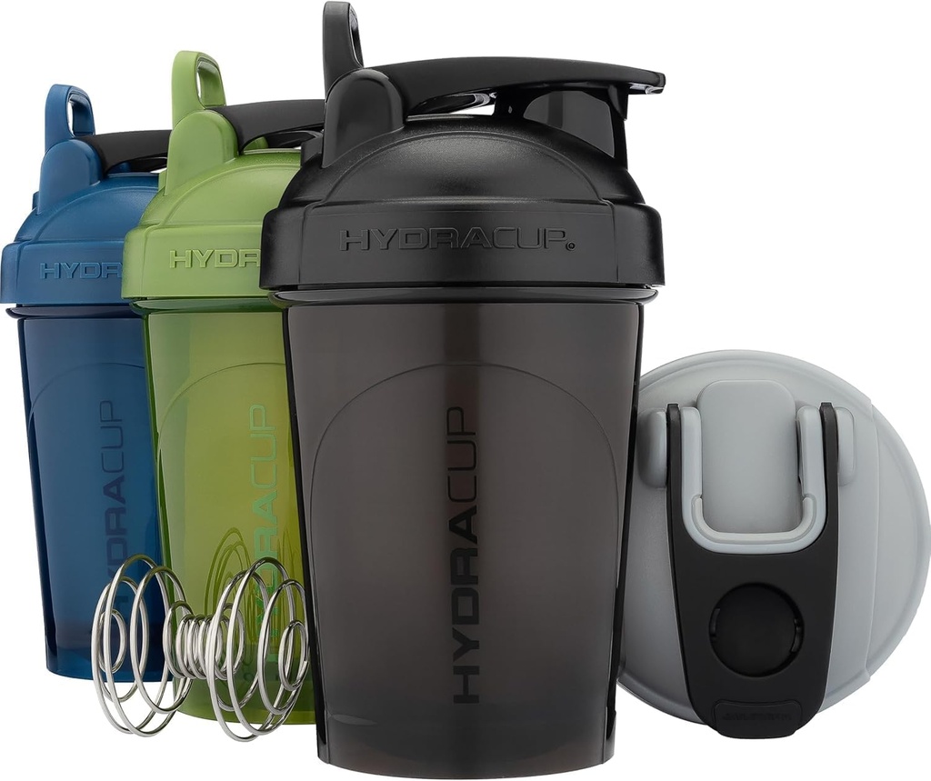 Hydra Cup ProFlow Shaker Bottles | Protein Shaker Cups mit Whisk Ball, Leak-Proof Lid, Hidden Carry Handle | BPA-Free Gym Mixer für Protein Powder, Mixing Supplements (4 Pack mit regelmäßigem Whisk)