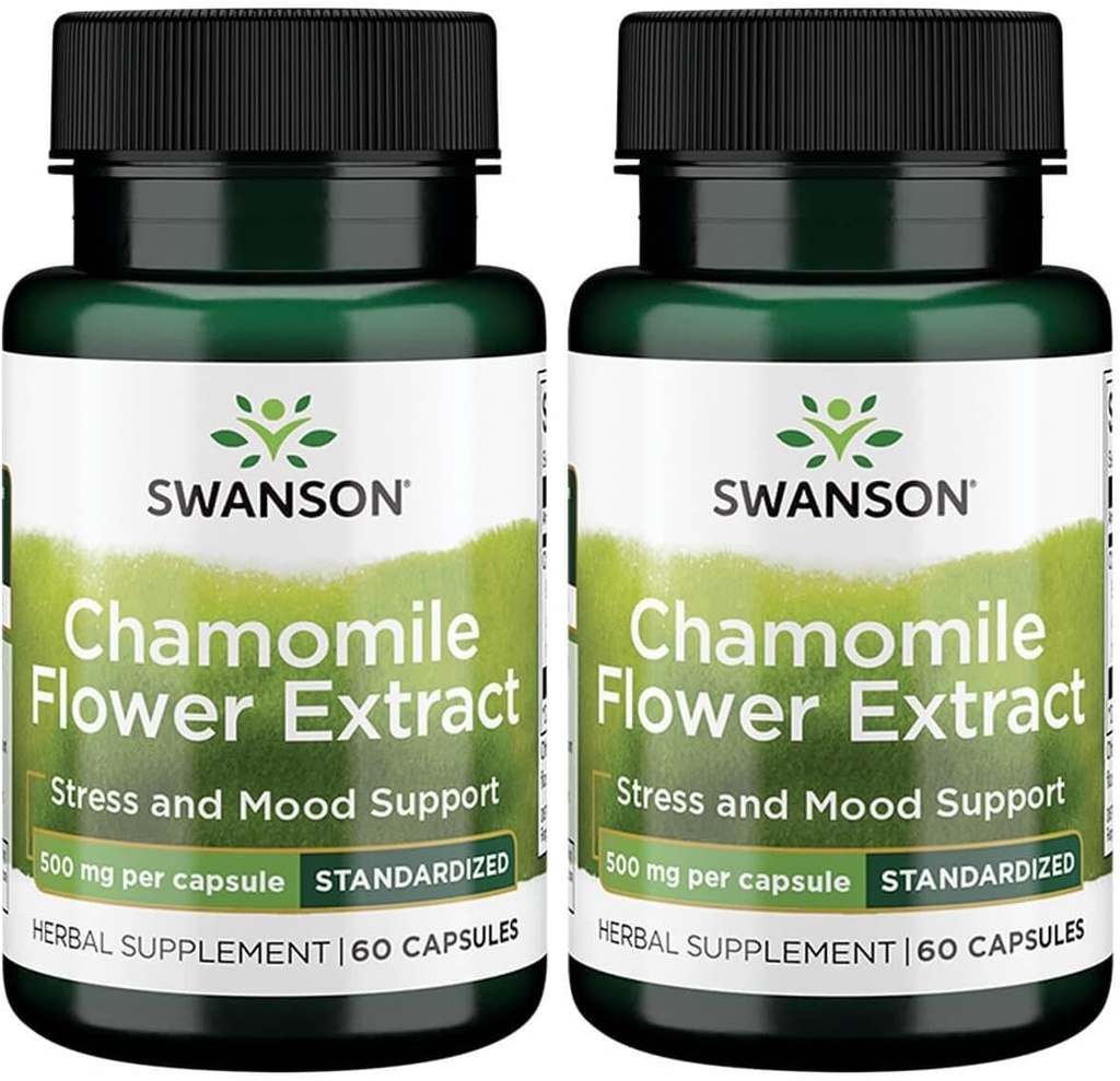 Swanson Chamomile Flower Extract 500 Milligramm Standardisiert auf 1,2% Apigenin 6 mg pro Kapsel 60 Kapseln (2 Packung)