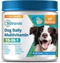 5Strands Dog Multivitamin Chews, 10-in-1, Vitamine & Postbiotics, All Ages & Breeds - Verdauung, Gehirn, Organe, Herz, Mobilität, Vision, Haut & Coat, Immungesundheit - Hundeergänzung (Hühner, 90ct)