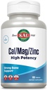 KAL Cal/Mag/Zinc. 1000mg Calcium, 400mg Magnésium et 15mg Zinc.