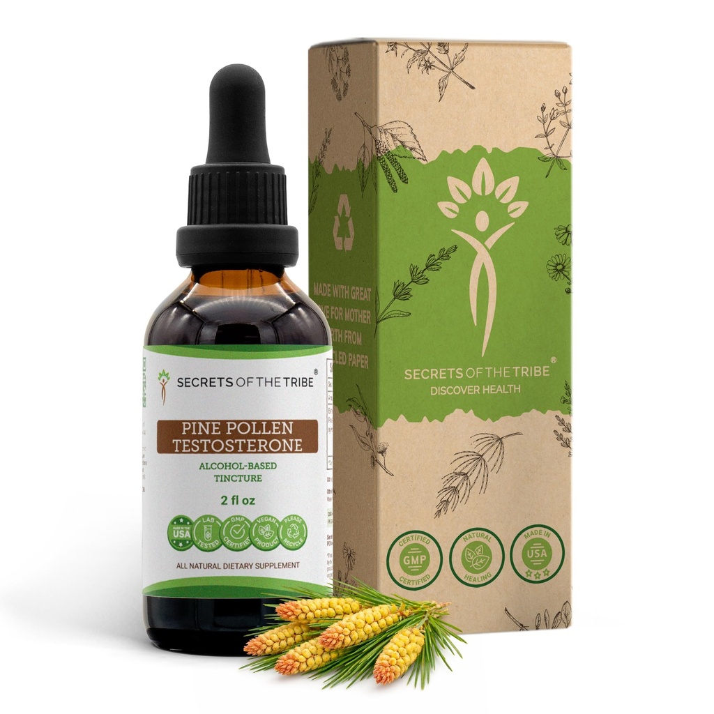 Segreti del Tribe Pine Pollen Testosterone Tincture Alcohol Extract, Wildcrafted Pine Pollen (Scots Pine, Pinus sylvestris)