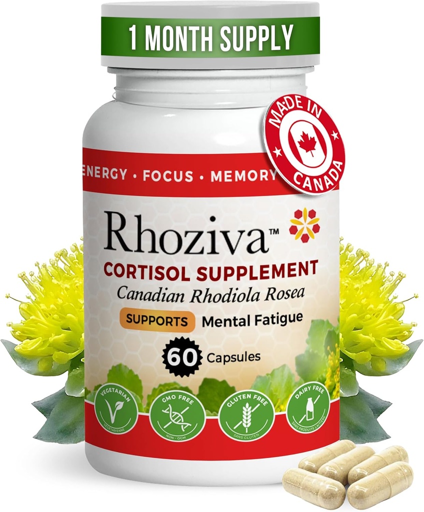 Rhodiola Rosea Beilage - Cortisol Beilage, 5:1 Wurzelextrakt für Fokus, Gedächtnis, Calming & Stress Relief, Non-GMO, Glutenfrei, mit Vitaminen und Mineralien - 60 Kapseln