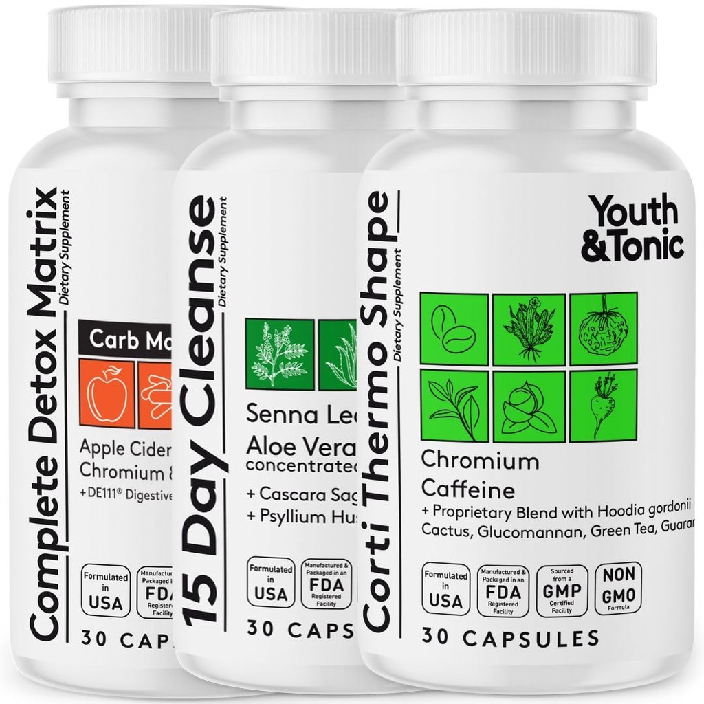 Pulitore di colon 15 giorni & ACV Detox | per Detox Cleanse Energy and Metabolism | 90 Pills