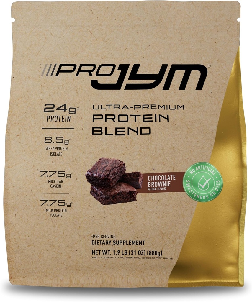 JYM Supplement Science Pro JYM Natural Chocolate Brownie Protein Powder Blend - Whey Protein Isolate, Casein, & Milk Protein Isolate, per Men & Women Recovery Shakes, 22 Servings