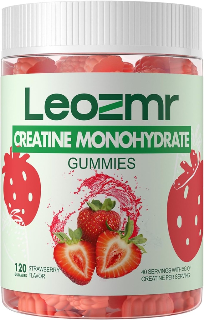 Creatine Monohydrate Gummie 5000mg für Herren & Frauen, Chewables Creatine Monohydrate Supplement(120 Count)- Erdbeere 120 Gummie