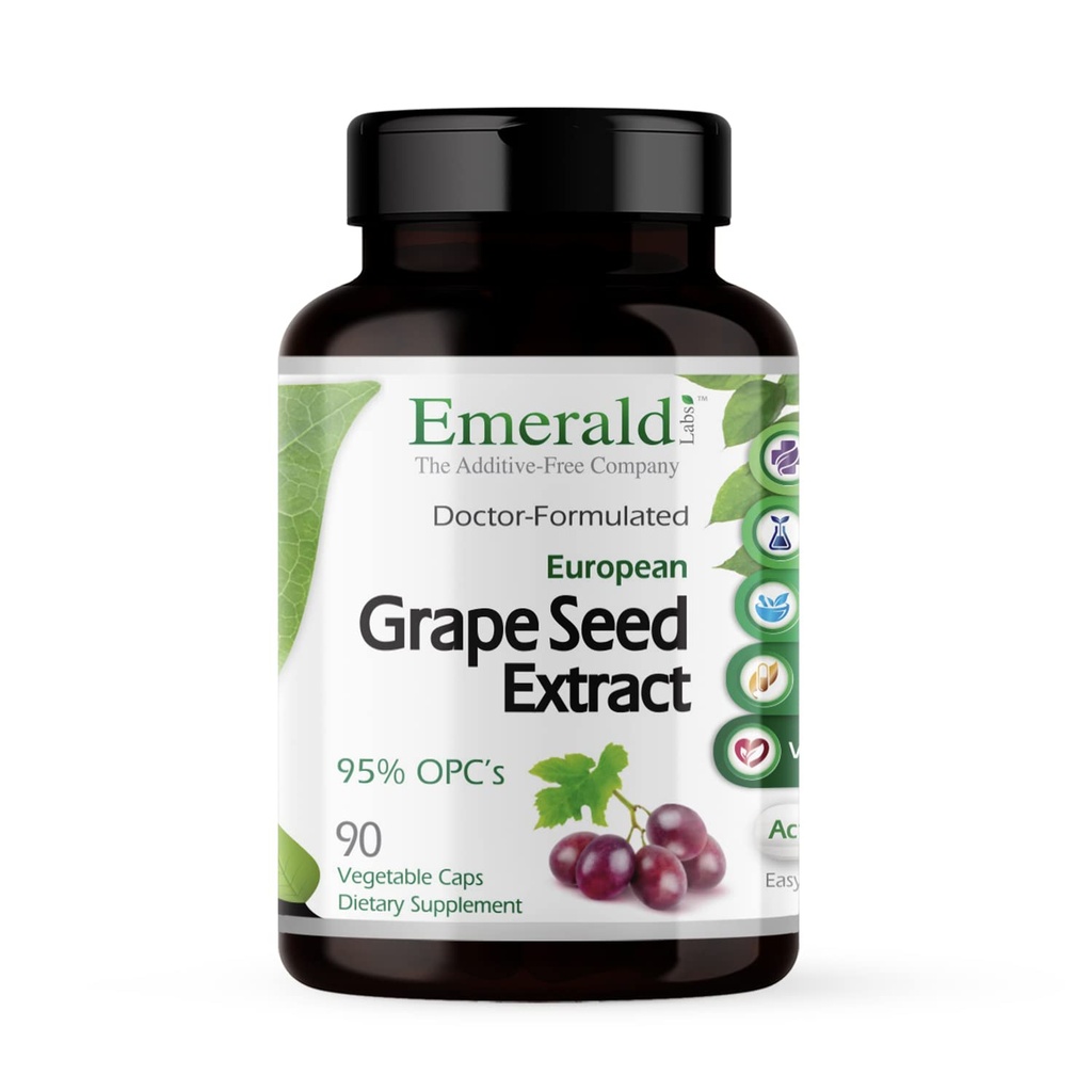EMERALD LABS European Grape Seed Extract - Antioxidant & Immun Support Supplement - Unterstützt gesunden Blutfluss - 90 Gemüsekapseln (90-Day Supply)