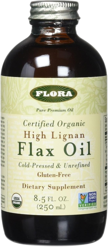 Flora Organic Flax High Lignan Oil 17 oz - Kalt gepresst & ungerafft - Nicht GMO & Glutenfrei