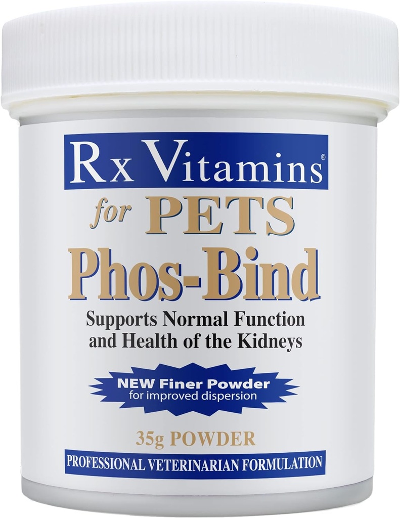 Rx Vitamins Phos-Bind - Polvere del supplemento di supporto del rene - Phosphate Binder per gatti e cani per la salute del rene - Supporta la pulizia normale del rene e la cura essenziale del rene - 35g