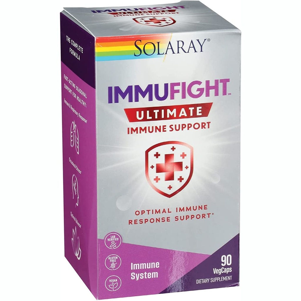 SOLARAY Immufight Ultimate Immun Support | Healthy Response Formula w/Vitamin C & D, Zink, Kräuter | 10 Serv, 90 VegCaps