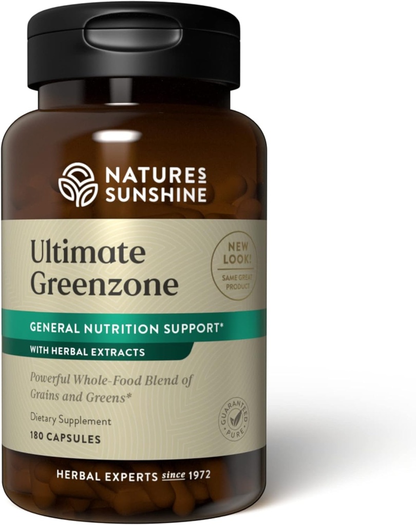 Sunshine Ultimate Greenzone, 180 capsule | Supporta l'immunità, aiuta a mantenere un livello PH bilanciato, ed è pieno di cereali nutrizionali, erbe, frutta