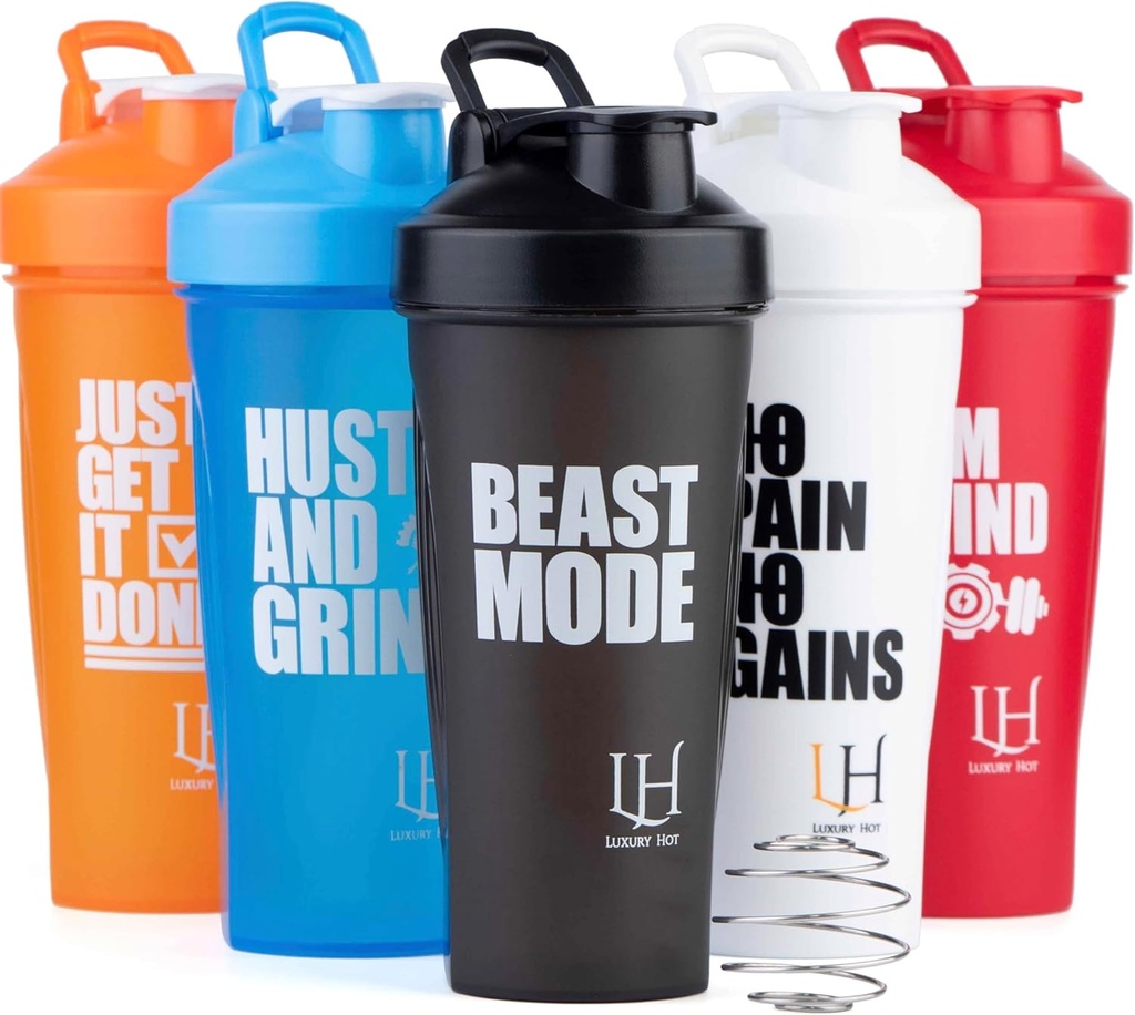 Bouteille de shaker de protéines 600ml (20oz) – Coupe de shaker sans BPA élégant avec boule de mélange