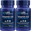 Life Extension Vitamin D3 125 Mcg (5000 Iu) – Fördert Knochengesundheit, Gehirngesundheit und Immunfunktion – Non-GMO – Gluten-Free – Two Pack – 2 x 60 Softgels