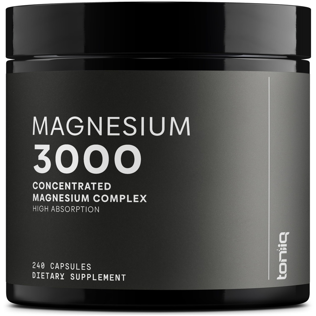 Toniiq 3.000mg Ultra High Strength Magnesium Glycinat - 20% Gesäubert, um 600mg elementares Magnesium zu enthalten - Chelat and Bioavailable Magnesium Supplement - 240 Veggie Kapseln