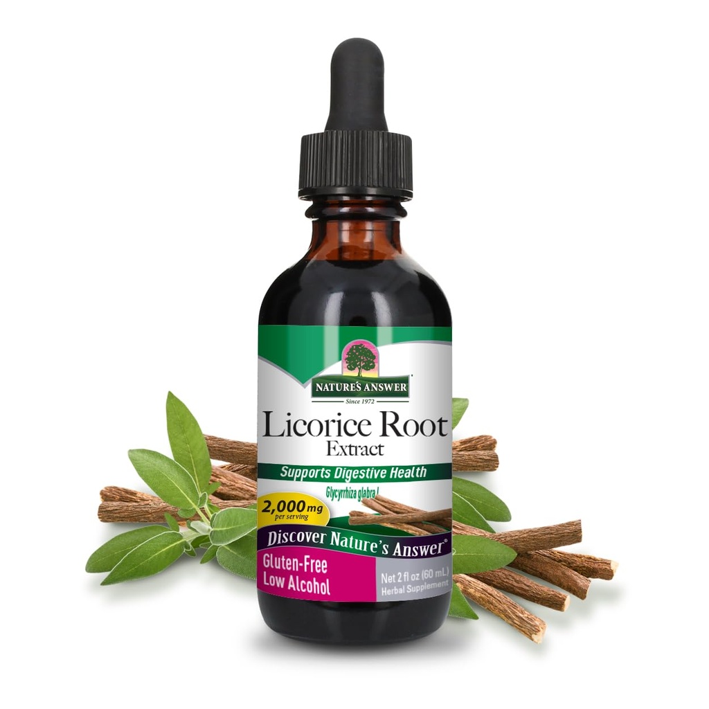 Réponse de la nature Supplément de racine de réglisse 2000 mg 2oz Extrait à faible teneur en alcool