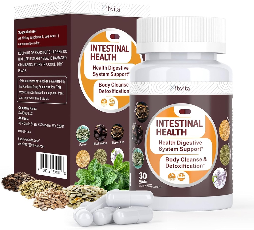Gut Health Cleanse Detox Capsule - Detergente Intestinale con Wormwood, Noce Nera, Bulbo d'Aglio, Sistema di Pulitore e Digestione del Colon di Supporto per Donne & Uomini, 30 Caps