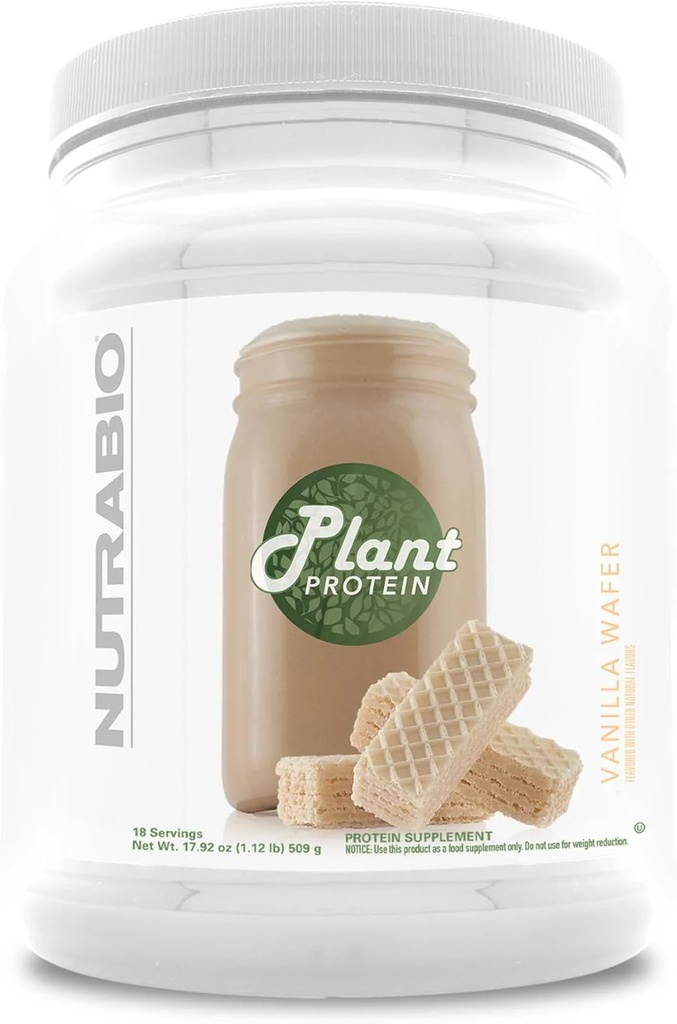Protéines végétales NutraBio – Profil complet de l'acide amino – 20G de protéines par scoop – sans gluten et sans lait, sans remplissage, naturellement sucré, sans OGM, en poudre de protéines (Vanilla Wafer)