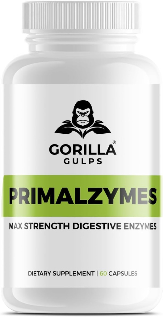 Gorilla Gulps - Primalzymes - Max Strength Digestive Enzymes, 60 Veggie Capsules