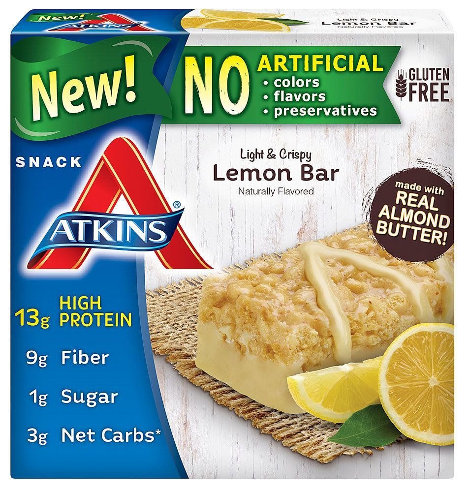 Atkins Snack Light Crispy Lemon Bar, 5 piccoli bar (Pack of 2)