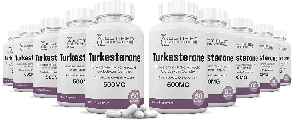 Laboratori giustificati (10 Confezione Turkesterone 500mg 10% Standardizzato naturalmente Aumentare Stamina Resistenza di Endurance 600 capsule