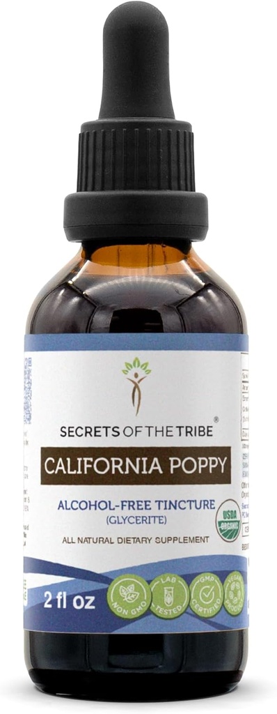 California Poppy USDA Organic Tincture | Alcohol-FREE Extract, High-Potency Herbal Drops | Realizzato in 100% Certified Organic California Poppy (Eschscholzia Californica) Dried Herb and Flower (2 oz)